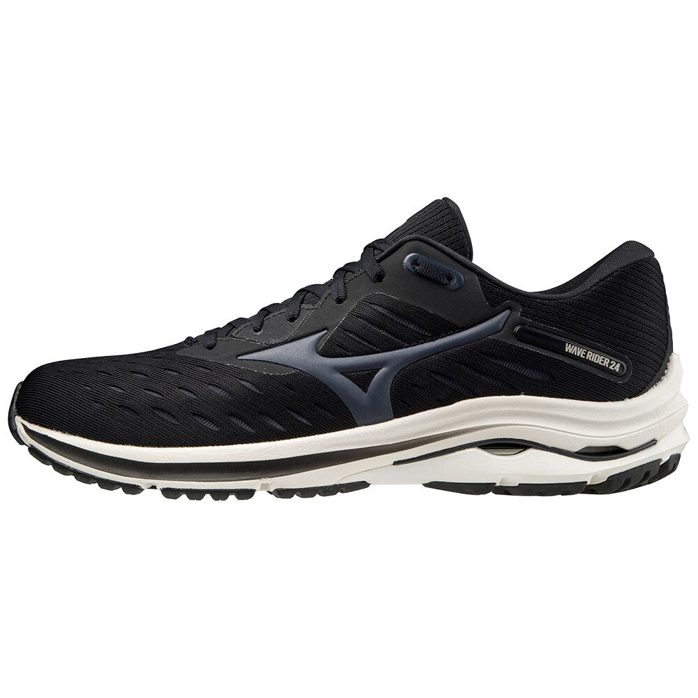 Sapatilhas Running Mizuno Wave Rider 24 - Homem - Pretas/Azul Marinho/Branco - FCDSG2437